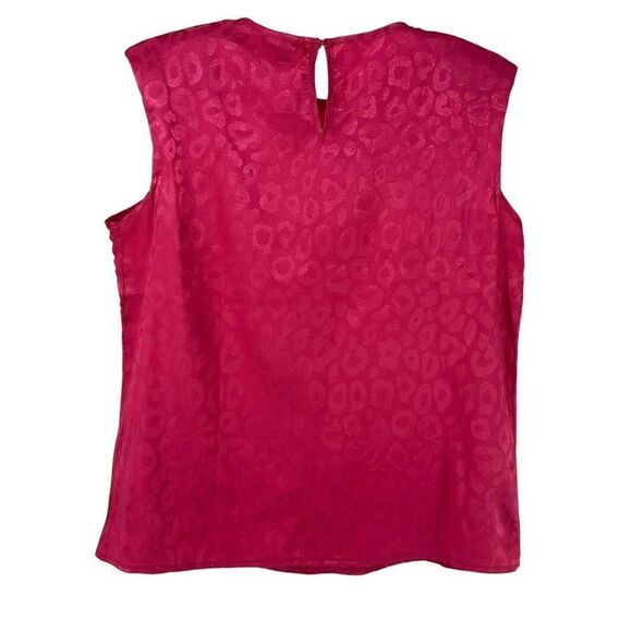 Barbie Pink Leopard Print Shoulder Pad Sleeveless Top Size 6 Satin Shein Brand - Picture 3 of 7